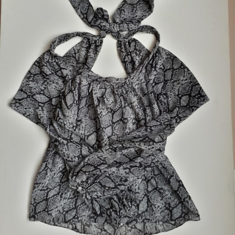 Sweetface Grey Snake Print Draped Top